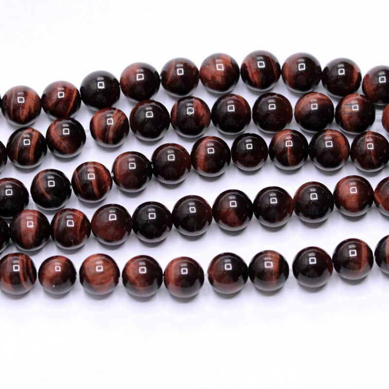 PLTbeads Natural Gemstone Loose Beads Smooth Round Approxi 15 inch DIY Bracelet Necklace for Jewelry Making (10mm, Red Tiger Eye) - Image 4